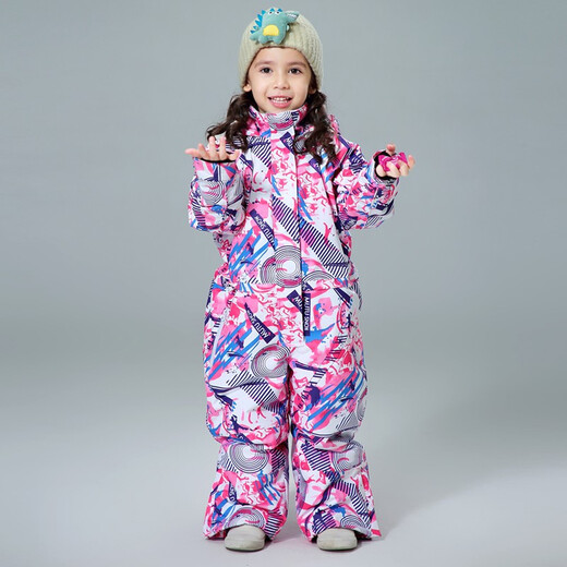 牧途雪（MUTUSNOW） 儿童连体滑雪服男童女童加厚保暖防水冬季户外孩子东北滑雪装备 粉三角 160