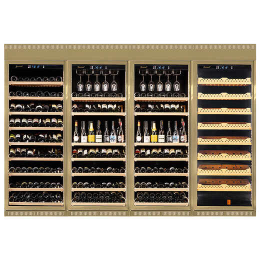 SILIWERE/SILIWERE red wine cabinet, constant temperature wine cabinet, custom wine cabinet, large wine cabinet, double door wine cabinet, custom wine cabinet, width 3200, depth 450, depth 2200 champagne gold 800L exclusive version