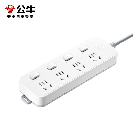 Bull (BULL) sub-control socket/socket board/socket strip/socket strip/terminal board/pull line board GN-B3043 4-position sub-control socket, total length 3 meters, independent switch