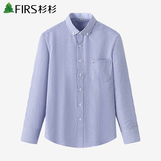 Шаньшань (FIRS) рубашка с длинными рукавами мужская деловая оксфордская тканая однотонная повседневная рубашка без утюга синяя полоска 632 43
