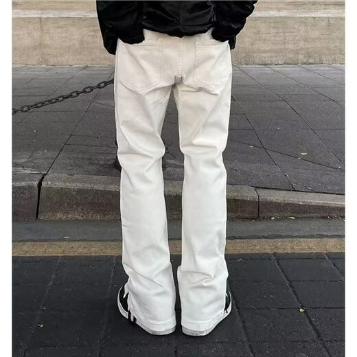 拓普尼TUOPUNI微喇叭美式牛仔裤男装联名痞帅气高街直筒阔腿显高显瘦精神小伙 K761黑色 L （105-115斤）
