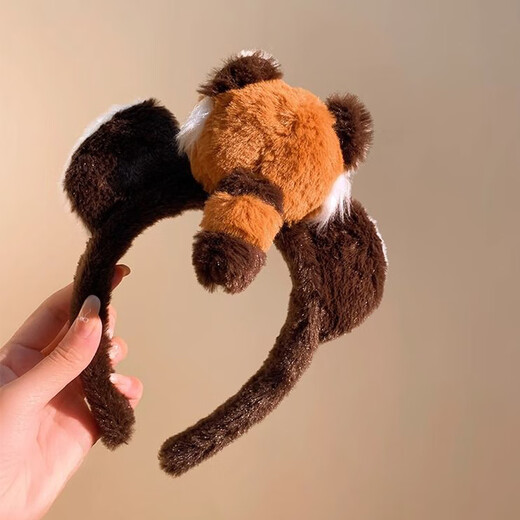 Hai Yiduo Cute Raccoon Headband Zoo Plush Red Panda Funny Headband Peripheral Hair Accessories Cartoon Headwear Photo Hairpin Plush Red Panda Headband 1 Pack
