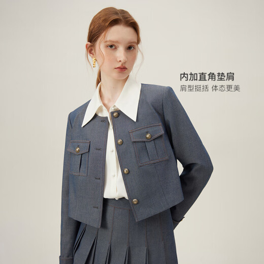 Fan Silan French Little Flavor Jacket Women's Spring Clothing New Short Casual Imitation Denim Jacket 24FS11165 Ivory Cream XL