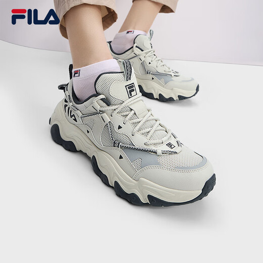 FILA official men's shoes dad shoes sneakers new cat claw shoes 5th generation retro casual shoes silver green/high profile gray-SH 42