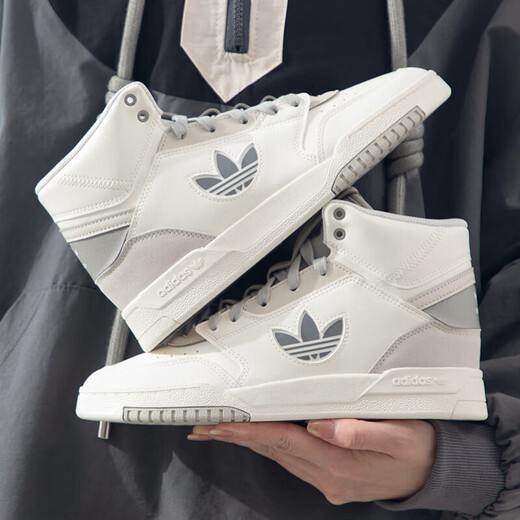 阿迪达斯 （adidas）休闲鞋女鞋 夏季新款三叶草运动鞋学生百搭时尚高帮休闲鞋板鞋 IF2694 汉白玉灰 36.5