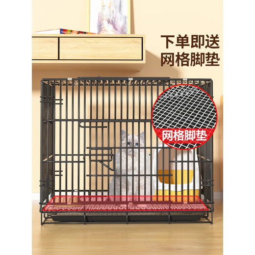 JPHZNB home indoor cat cage with toilet in one, does not take up space, large two-story cattery with extra large free space, pink basic package one, S-size 50*32*38cm