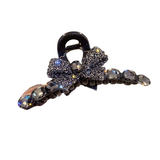 Case Makeup Chinese Valentine's Day Diamond Bow Knot Large Grappling Clamp Disk Hair Clip for Women's Back of Head 2023 New Temperament Shark Clip Headwear Full Diamond Egg Face Double Knot Grappling Clamp Gun Black