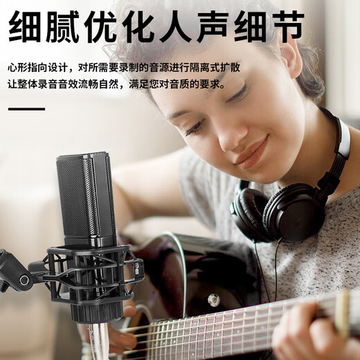 DepushengDepusheng UR22 mobile computer live broadcast sound card USB recording professional post-dubbing arranger delivery anchor audio book guitar instrument external sound card high-fidelity condenser microphone 48V sound card set (square tube)