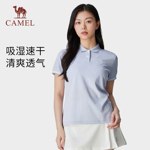 骆驼（CAMEL）运动polo衫春夏速干透气短袖上衣情侣T恤女 724BAUL008