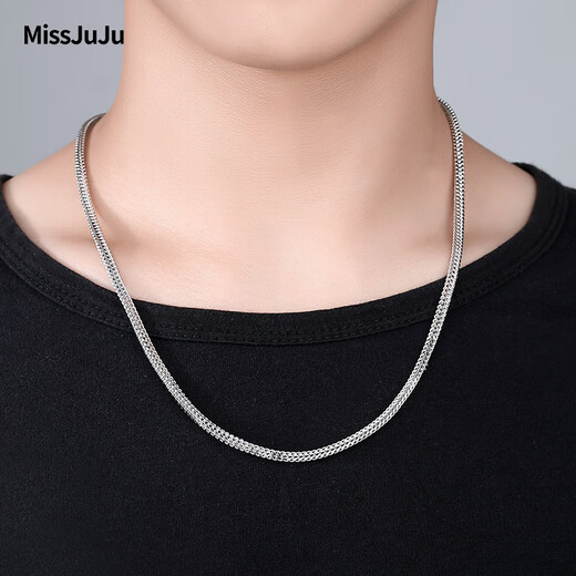 Miss JuJu pt950 platinum necklace for men, platinum domineering dragon space chain, thick and atmospheric Chopard chain plain chain long necklace, weight 30.16g, length 60cm, thickness about 3.0mm,