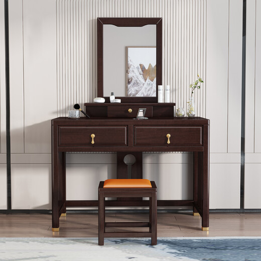 Congyou dressing table table new Chinese style all solid wood dressing table makeup stool makeup mirror combination modern simple light luxury bedroom furniture dressing table + makeup mirror
