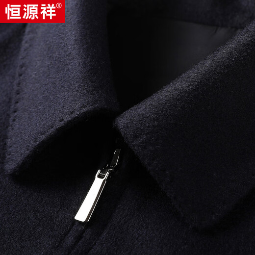 Hengyuanxiang wool double-sided denim coat windbreaker with cashmere woolen jacket lapel coat Navy blue 175/92A