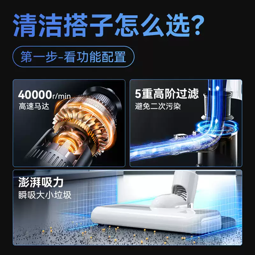 KONKA康佳吸尘器无线吸拖一体机家用大吸力手持小型轻音大功率洗地机-A 【灰松1.5万pa大吸力】扫吸拖+双滤芯+双拖布