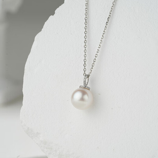 Tahiti akoya pearl pendant 18K gold diamond seawater pearl necklace for girlfriend akoya 8.5-9mm +925 silver chain