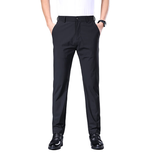 
Paul summer thin casual pants for men's stretch slim straight trousers 2024 new fashion brand black business casual pants A5008 black + A5008 blue 34
