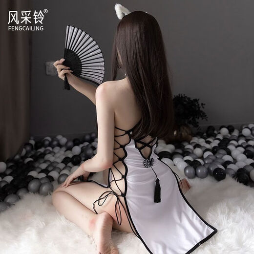 Guiruo sexy underwear jk suit SM thong alternative sexy SM maid adult bundle patent leather three black cheongsam + thong