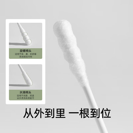 嫚熙（EMXEE）婴儿棉签新生儿耳鼻可用细螺旋头一次性宝宝清洁棉棒 200支/盒