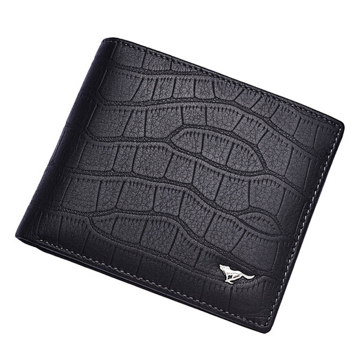 Sept Wolf Men's's Wallet Wallet Threet Full Full en cuir véritable en cuir bref Crocodile peut être placé sur le clip de permis de conduire Pure Couche de tête de coche Clip de billette