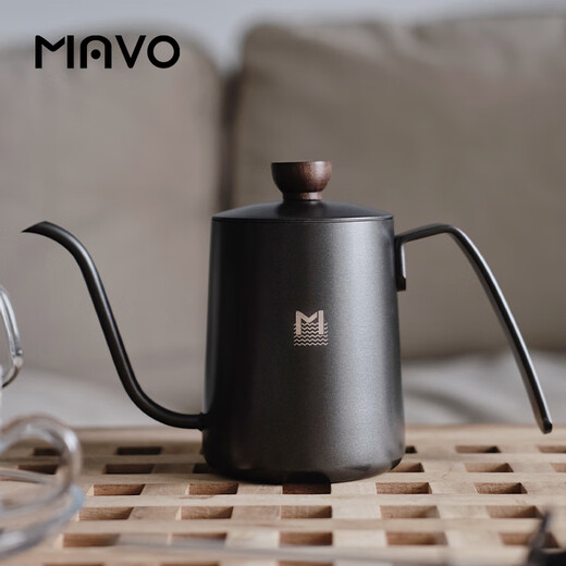 MAVO deep-flow hand-brewed coffee pot, long spout, drip coffee utensil set, stainless steel water stabilizing valve, deep-flow hand-brewed coffee pot (600ml)