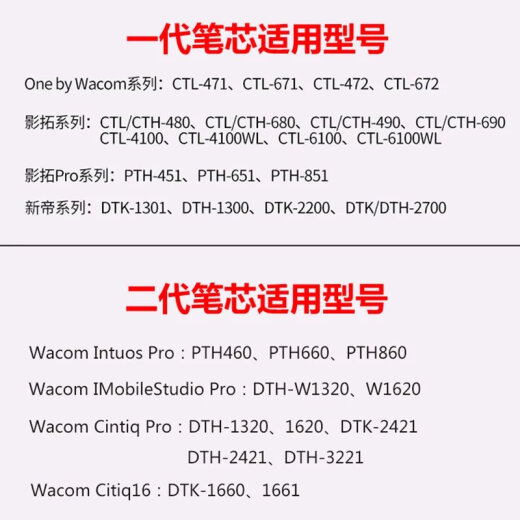 和冠（Wacom）数位板笔芯CTL672 671 472影拓笔头651 6100 660手绘板笔尖 二代黑色10支 (送更换器)