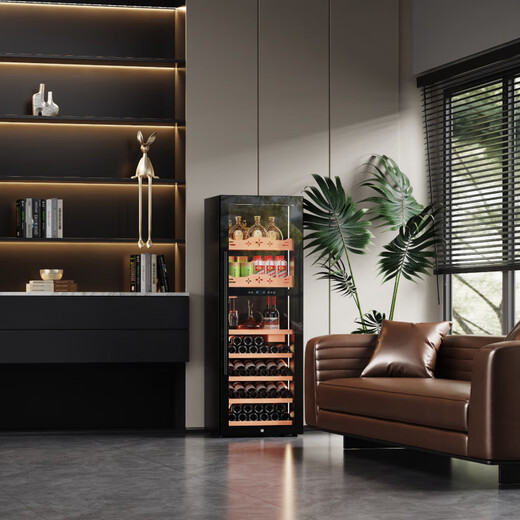 Bai Kailun red wine cabinet constant temperature wine cabinet air-cooled constant temperature moisturizing household wine cabinet large capacity air-cooled frost-free wine Moutai humidity control display cabinet fruit drinks and wine first-class energy efficiency single temperature | wifi smart connection | red wine ice bar 420L 1.8 meters large capacity first-class energy efficiency