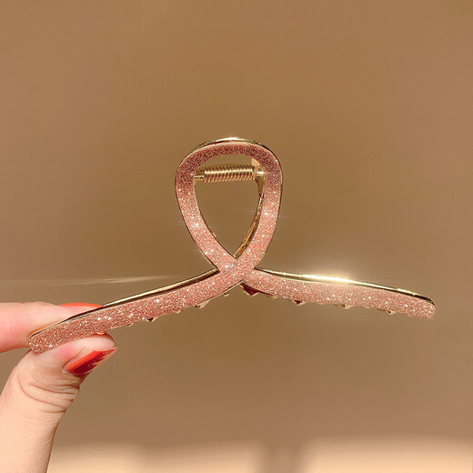 BARY REEF's new Internet celebrity shark clip frosted texture metal gripper hairpin hairpin back of the head textured hairpin for female adults black shiny gripper clip (11cm)