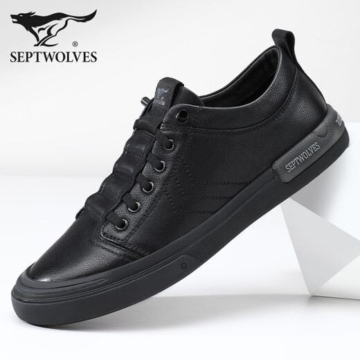 Siete lobos zapatos para hombres nuevos zapatos casuales de cuero genuino zapatos de hombres bajos para hombres zapatos de cuero zapatos de cuero zapatos de cuero negro 42 zapatos de cuero talla