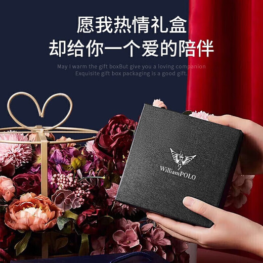 WILLIAMPOLO英皇保罗竖短款钱包拉链男士小巧加厚经典头层牛皮10卡位皮夹钱夹 深咖啡色配专柜礼盒 防盗刷版（可装驾照）