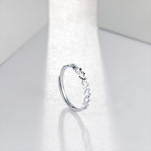 Saturday Fu PT950 platinum heart-shaped living platinum ring for women PT012943 about 1.27g birthday gift