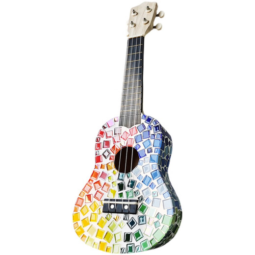 Handgefertigte DIY Mosaic Material Bag Hawaiianer kleiner Gitarre Ukulele 4-Saiten Ukulele Windmühle Ukulele + Materialbag