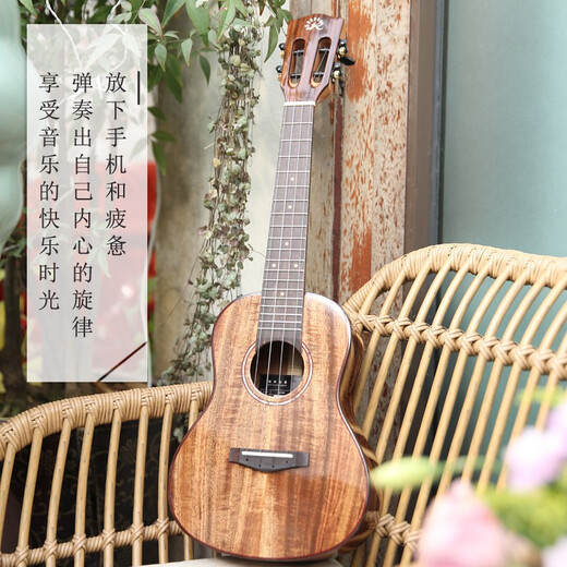 瑞声（Realsun）尤克里里相思木全单板AC/T200乌克丽丽小吉他初学者成人弹唱 26英寸电箱版AT200相思木全单