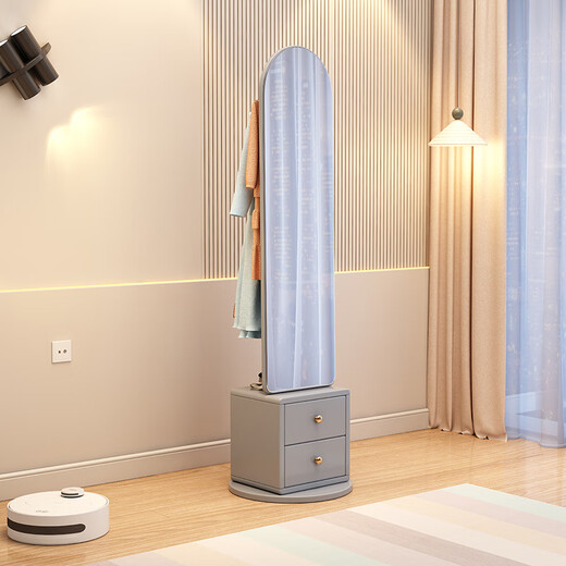 
Yuemingting solid wood multi-functional coat rack floor-standing full-body mirror storage dressing mirror movable rotatable fitting mirror combination walnut color