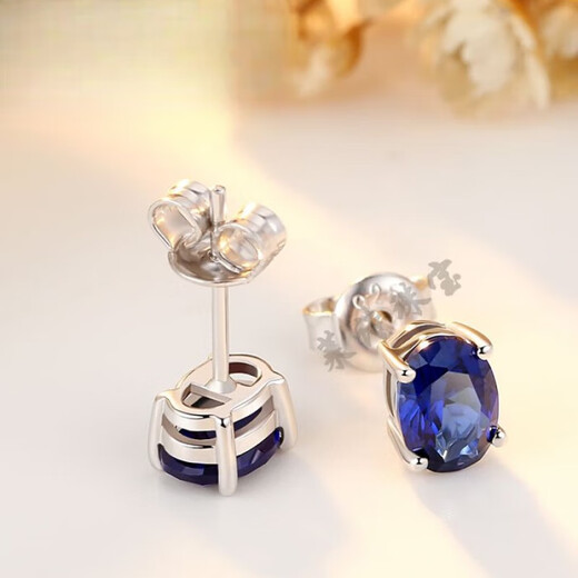 Fat Donglai's same style tanzanite earrings sapphire women's Japanese and Korean fashion colored gemstone earrings silver plated 18k