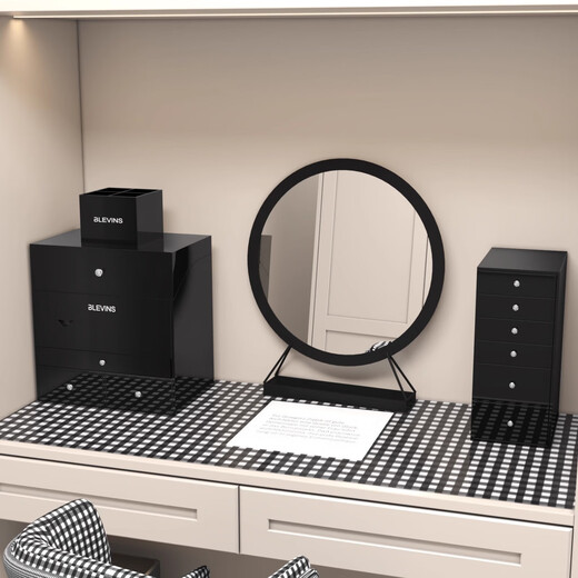 BLEVINS cosmetics and skin care product storage box desktop dust-proof high-end Internet celebrity acrylic storage box light luxury large capacity white combination two-piece set with mirror jewelry tray