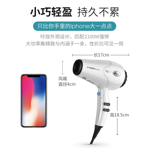 Solis Hair Dryer High Power Barber Shop Home Negative Ion Hair Salon Professional Hair Dryer MC248i Ivory White