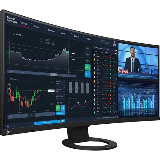 Eizo EV3895 Pantalla curva baja Blue Light Flicker Free Security Monitoring Monitoring Pantalla 37.5 pulgadas