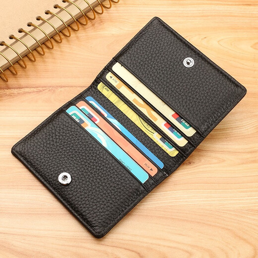 Oufan Kati ultra-thin small card holder men's genuine card holder bank card holder female card holder card holder business card holder business document bag black