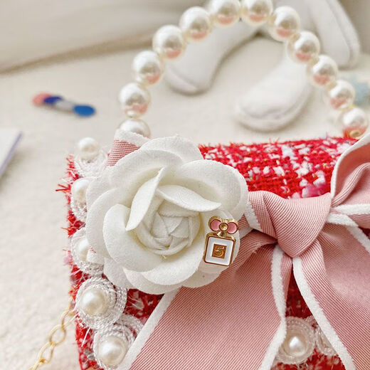 
Lingting Eagle Girl Little Shou Bao Little Girl Little Flavor Fashion Princess Crossbody Bag Children's Fashion Cute Pearl Handbag 9756 Bow Small Flower Gou Pink