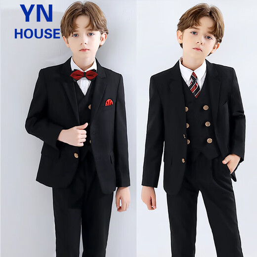 Traje de rendimiento de traje de rendimiento para niños yinuOfang Traje anfitrión de un traje negro 160