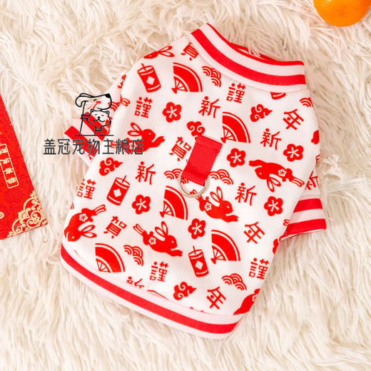 Hippie dog (hipidog) autumn and winter puppy New Year clothes Teddy pet winter small dog cat bipolar Pomegranate Schnauzer winter clothes white full print XS-small size