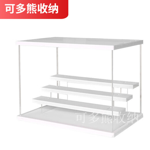 默然诺尔盲盒展示柜盲盒收纳盒带灯白色展示盒防尘透明积木 中号顶灯带梯子2层款6623dt