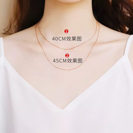 Necklace plain chain colored gold for women 925 rose gold plated 18K gold naked chain without pendant clavicle chain fine chain length 55cm (please note the chain style you need to photograph)