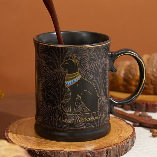 British Museum Mug Anderson Cat Lotus Pattern Drinking Cup for Men and Women Birthday Newly Married Couple Gift Birthday Gift Anderson Mug Black - 450ml