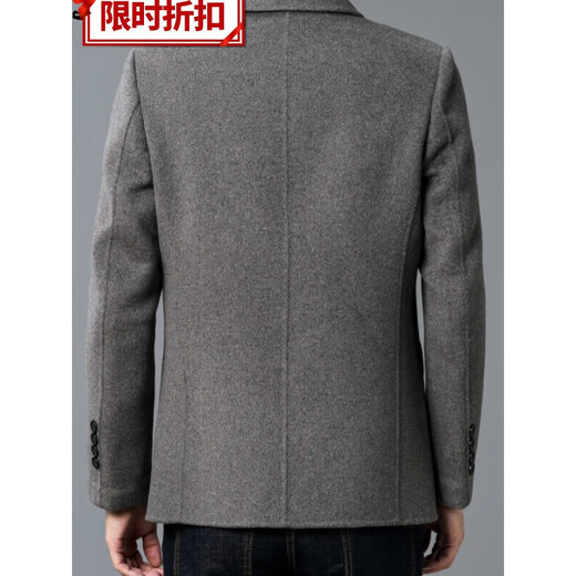 Lilang Herren Wolljacke Herbst und Winter Neue doppelseitige Kaschmirjacke im mittleren Alter lässiger Wollwolle Wolle Top Black 175/L