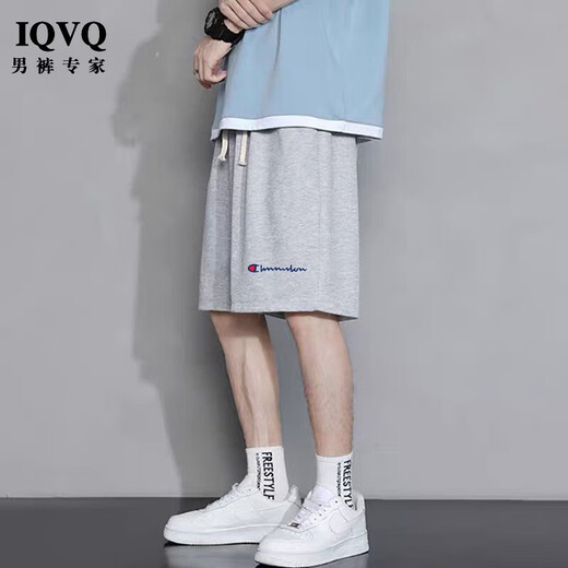 IQVQ light luxury high-end brand casual pants for men's summer new shorts sports loose straight joint clutch pants black letter C 2XL (recommended 130-150Jin [Jin equals 0.5 kg])
