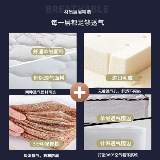斯帝米澜床垫席梦思弹簧床垫乳胶椰棕垫20cm厚双人租房经济型软硬两用 20cm悦享+针织面料（软硬适中） 1350*1900