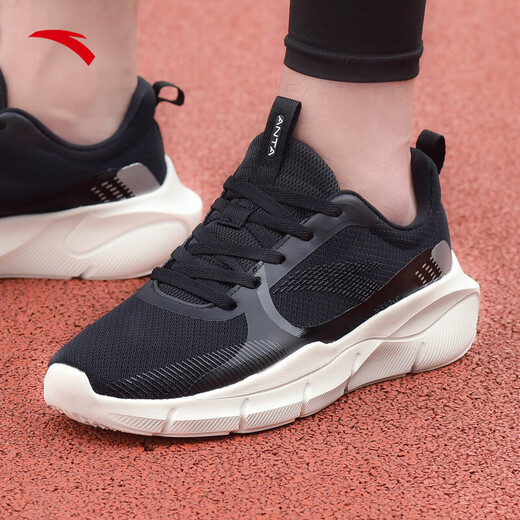 ANTA Men's Soft Soled Training Shoes Anti-Slip Running Shoes Indoor Hiking Shoes Men's Sports Shoes Breathable Running Shoes Black/White-3 40
