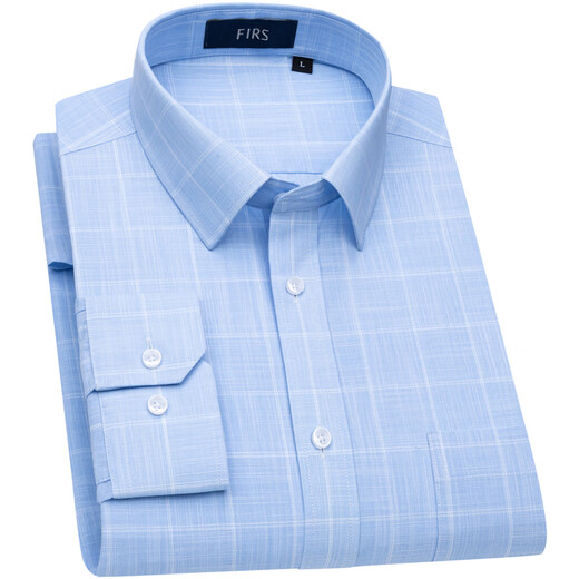 Shanshan (FIRS) long-sleeved shirt men's plaid casual shirt young and middle-aged business formal wear-free shirt 2004 blue 39