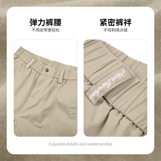 马克华菲【弹力舒适】休闲裤男25春季新款潮流百搭刺绣直筒纯色通勤长裤子 701卡其（经典直筒四季可穿） XL （高175-180重70-75）