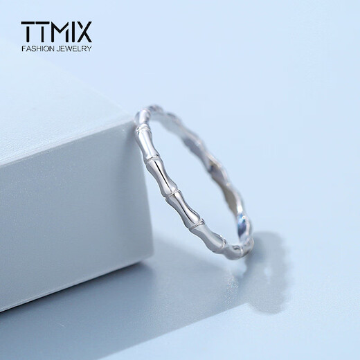 TTMIX New Chinese Style Platinum Bamboo Ring Women's pt950 Platinum Ring Simple and Elegant Jiejiehe 8# 1.3-1.5g